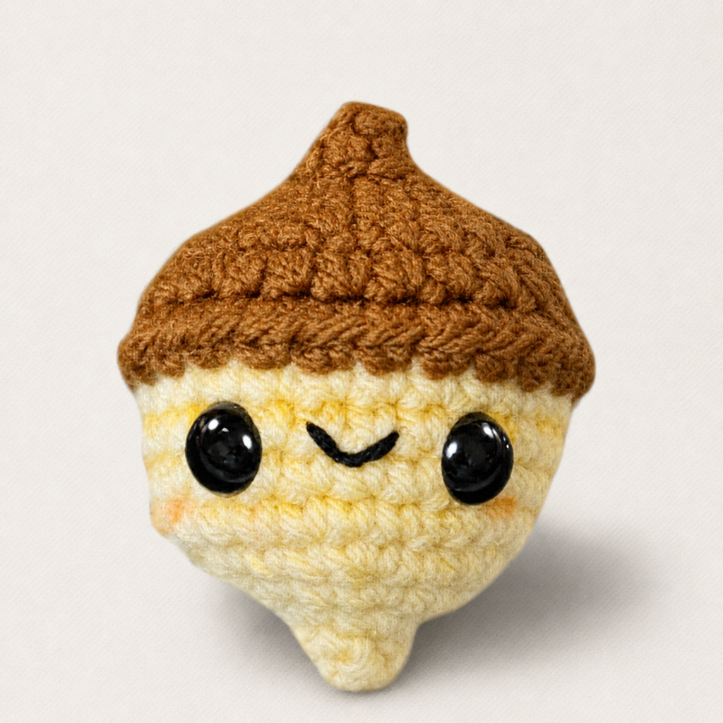 Hero image of Augie the Acorn Chunkle Puff valerian cat toy on light colored background
