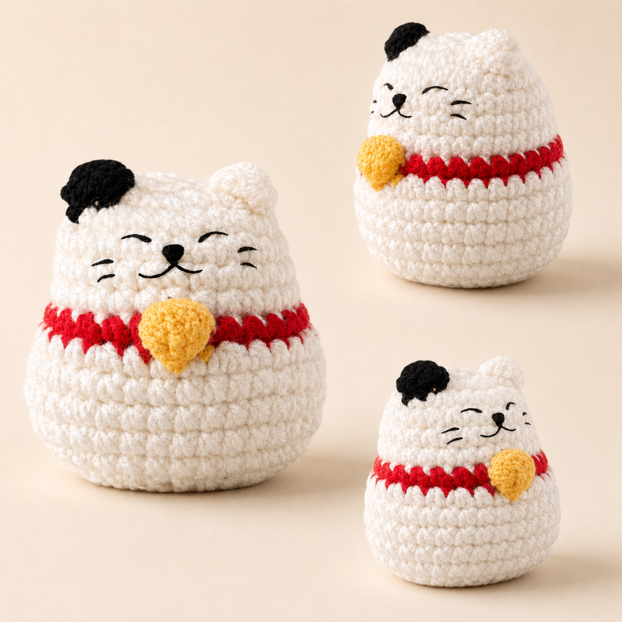 Cat toy lucky cat. Multiple angles of Gogo the Lucky Cat Chunkle Puff cat toy with Miracle Nip botanical scent blend for indoor cats