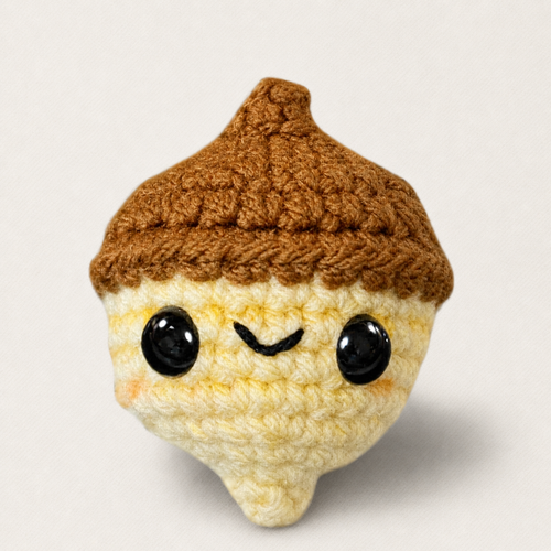 Hero image of Augie the Acorn Chunkle Puff valerian cat toy on light colored background
