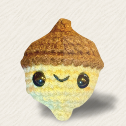 Hero image of Augie the Acorn Chunkle Puff valerian cat toy on light colored background